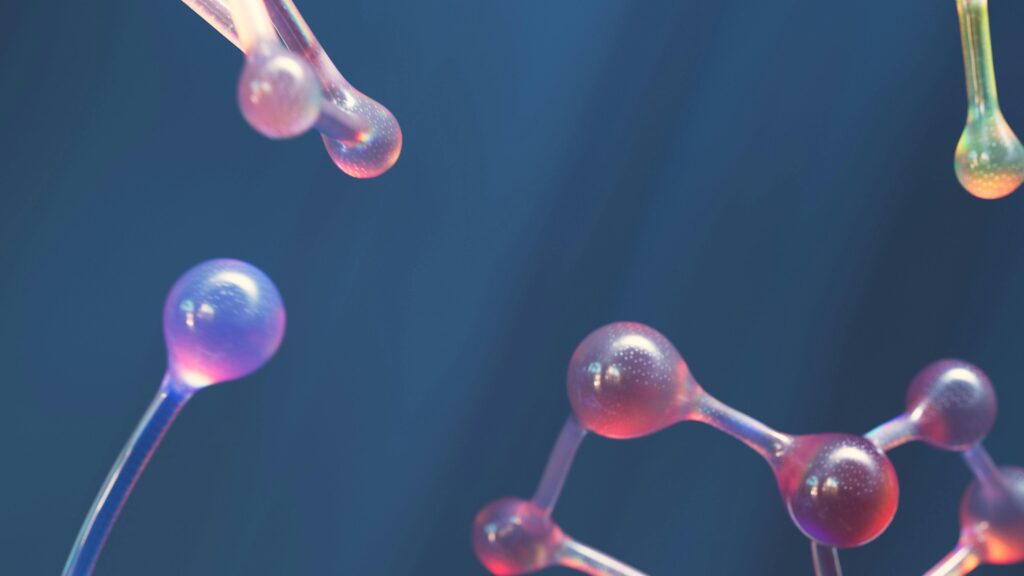 Abstract image of connected molecular shapes with vibrant colors.NanoDefense Pro